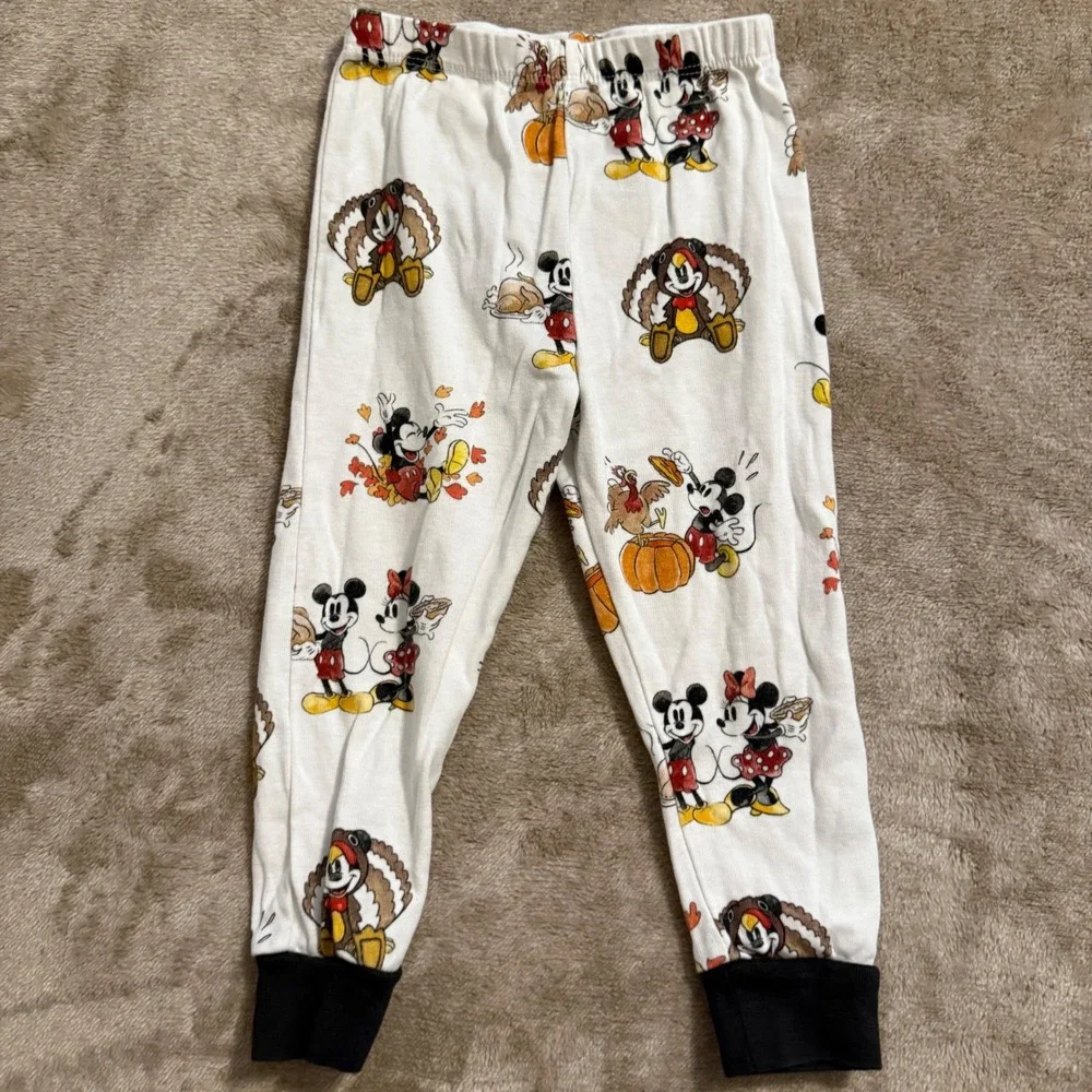 Pottery Barn Kids Disney Mickey Mouse Thanksgiving Organic Cotton Pajamas 2T